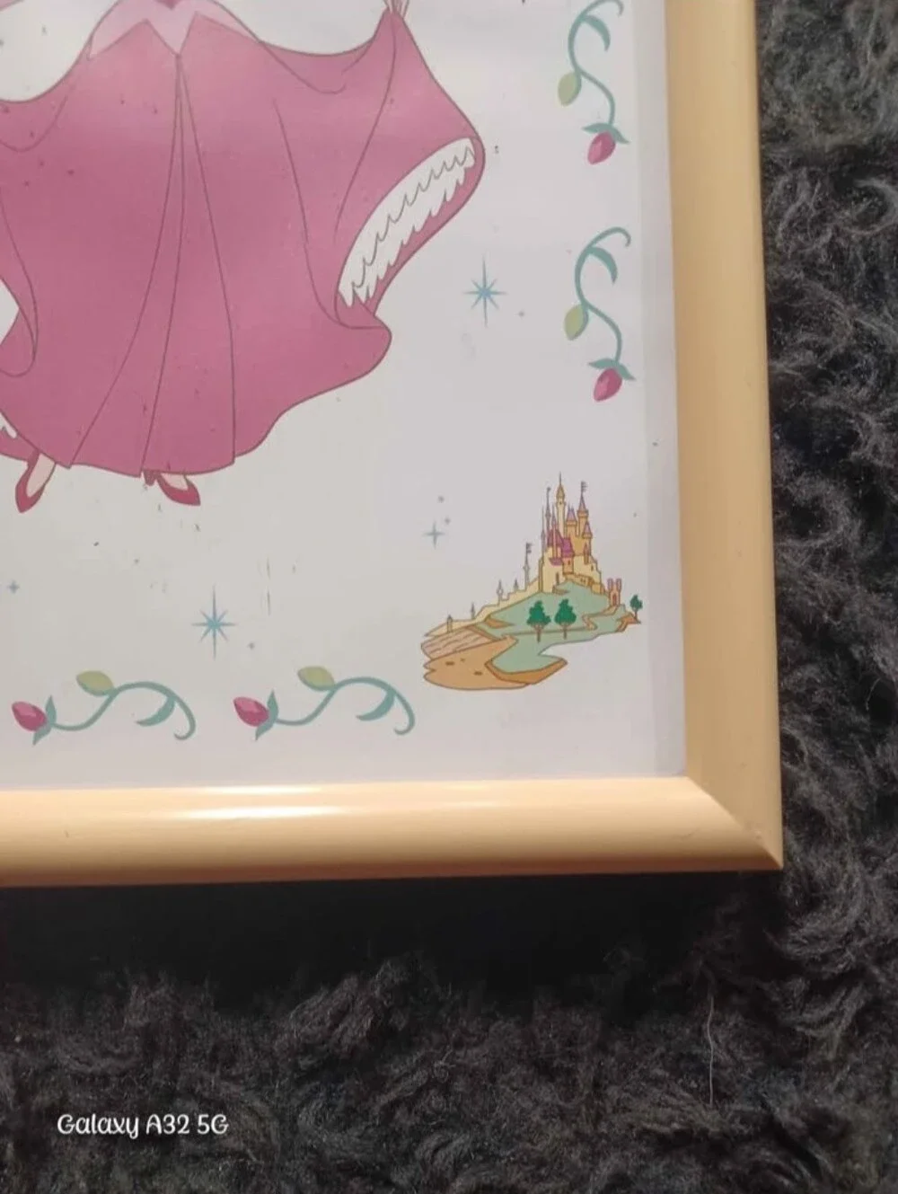 Vintage Disney Sleeping Beauty Princess Aurora Framed Print Artwork Wall Decor